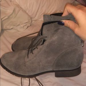 Gray Steve Madden Lace Up Booties w/Back Zip- Sz 8